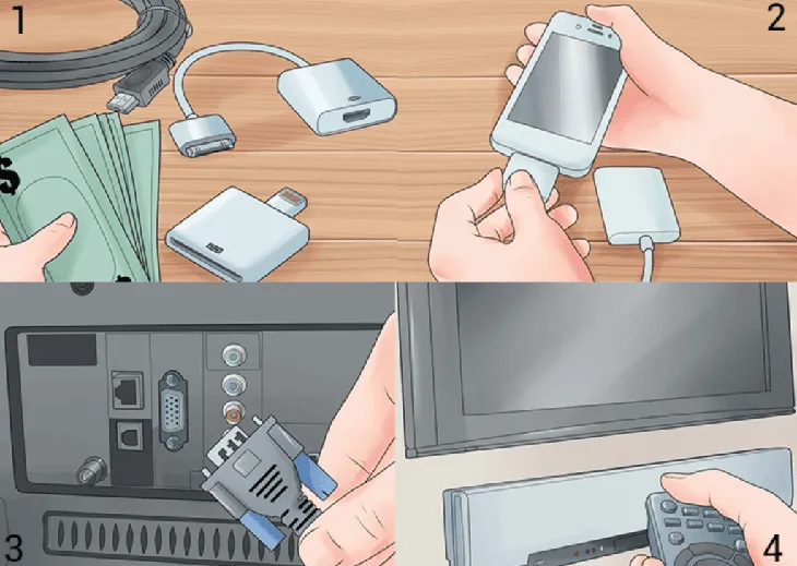 Để kết nối điện thoại Samsung với tivi qua cổng VGA hoặc AV, bạn thực hiện các bước sau: