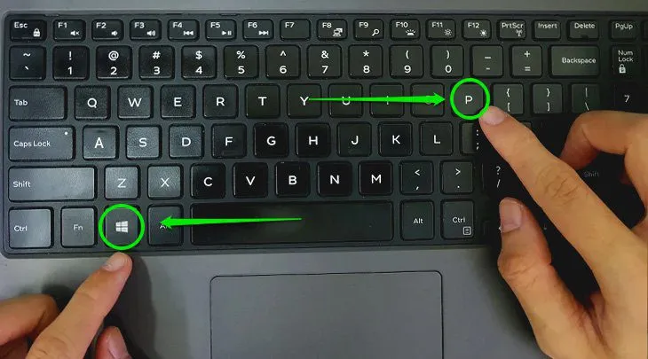 Chọn vào tổ hợp phím Windows P