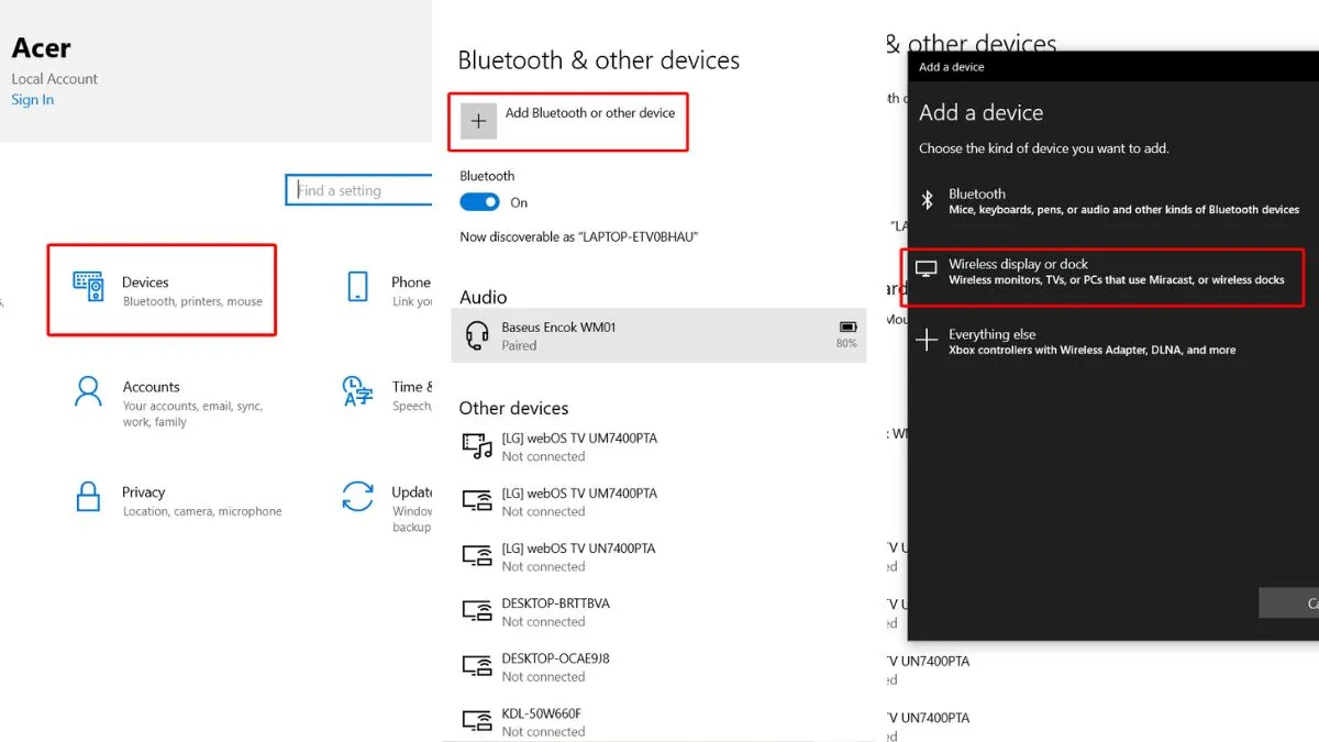 Cách kết nối máy tính với tivi bằng Wifi Display