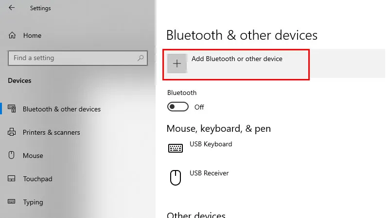 Chọn Add Bluetooth or other device để thêm thiết bị kết nối