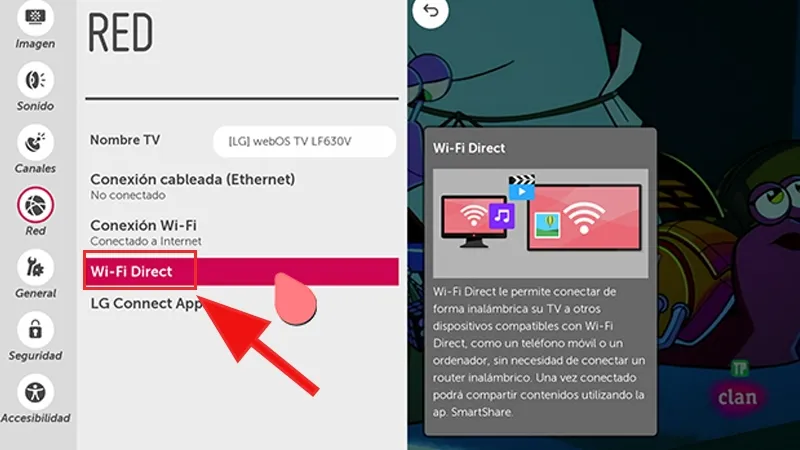 Minh họa cách kiểm tra tính năng Wifi Display trên tivi