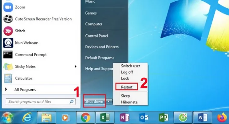 Tùy chọn Restart hệ thống để làm mới cache và tiến trình Bluetooth