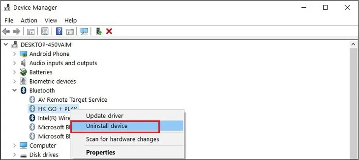 Gỡ bỏ Driver lỗi và cài đặt lại để sửa lỗi kết nối âm thanh