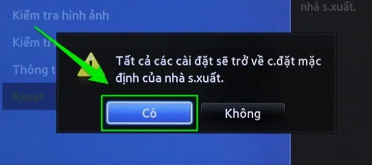 Chọn Có và đợi tivi khởi động lại