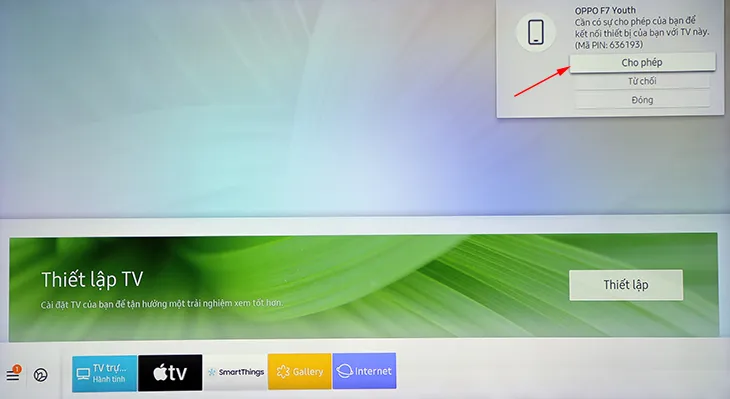 Bạn chọn Cho phép để tivi tự động kết nối với điện thoại