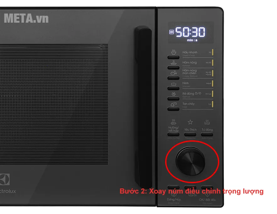 Vặn núm xoay để thiết lập chính xác trọng lượng tính bằng Gram