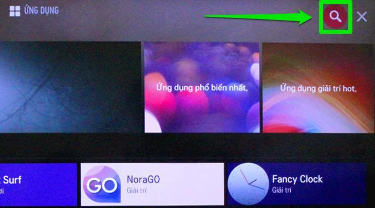 Chọn tìm kiếm để tìm ứng dụng Youtube