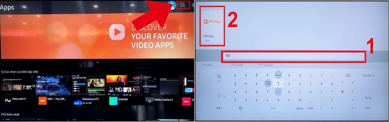 Tìm kiếm ứng dụng cụ thể trên tivi Samsung