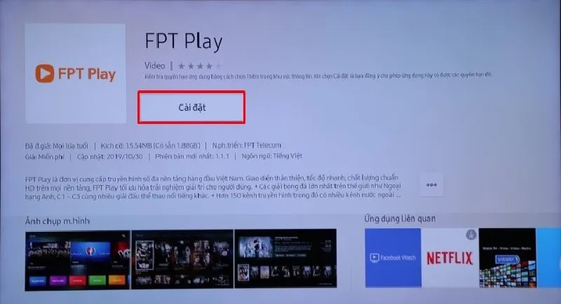 Nhấn chọn Cài đặt để bắt đầu tải ứng dụng