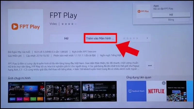 Chọn Thêm vào màn hình chính để truy cập tiện lợi