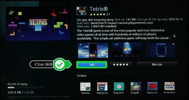 Chọn Mở để bắt đầu sử dụng ứng dụng