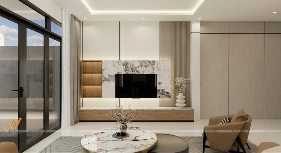 Chọn màu sắc trang trí tường treo tivi