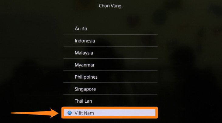 Chọn khu vực và vùng