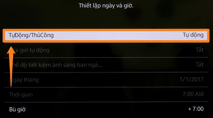 Thiết lập thời gian tự động