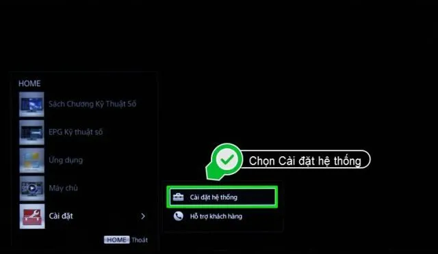 Lựa chọn cấu hình thiết lập kênh trong cách dò kênh tivi sony đời cũ hiệu quả