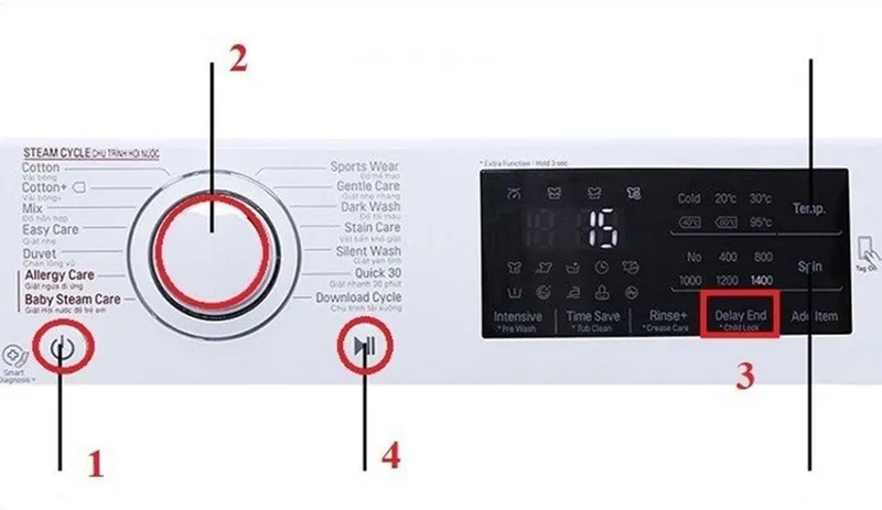 Thiết lập chế độ hẹn giờ Delay End trên máy giặt LG