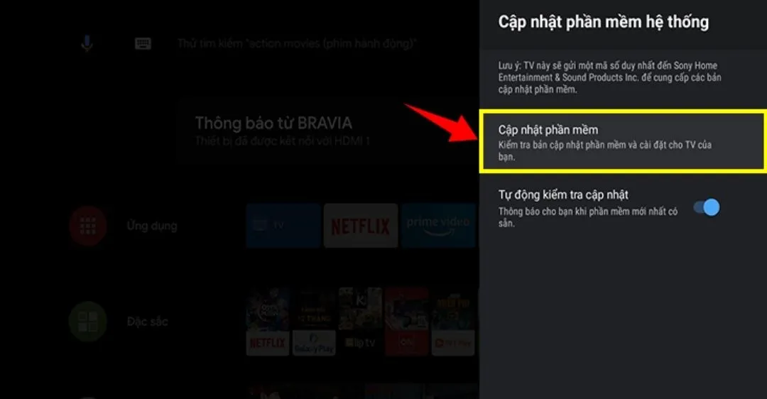 Cập nhật phần mềm lên phiên bản mới nhất giúp sửa các lỗi liên quan đến thu phóng và nâng cao độ ổn định cho tivi Sony