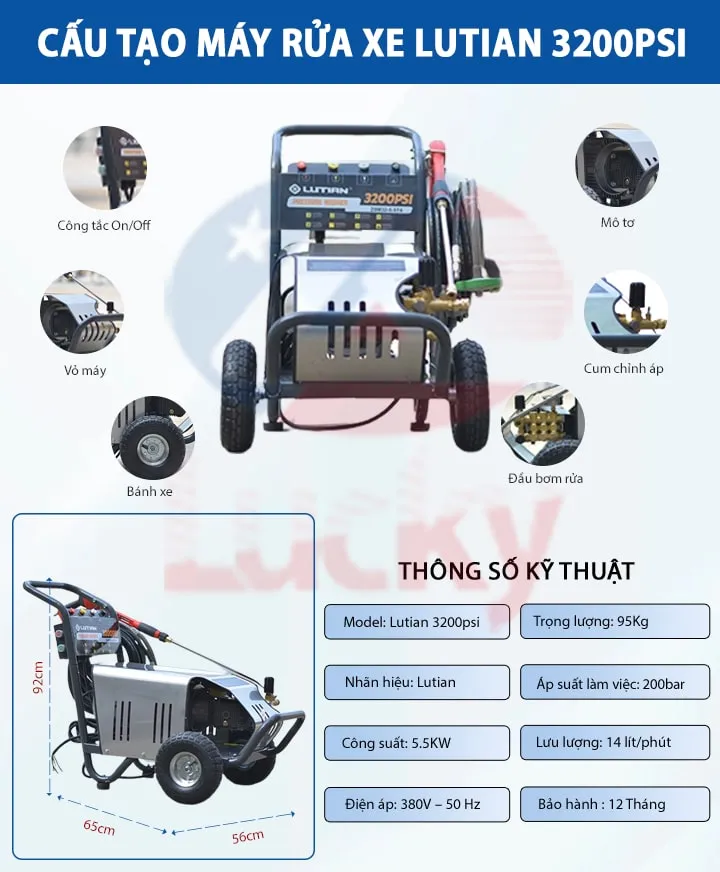 Cấu tạo máy rửa xe Lutian