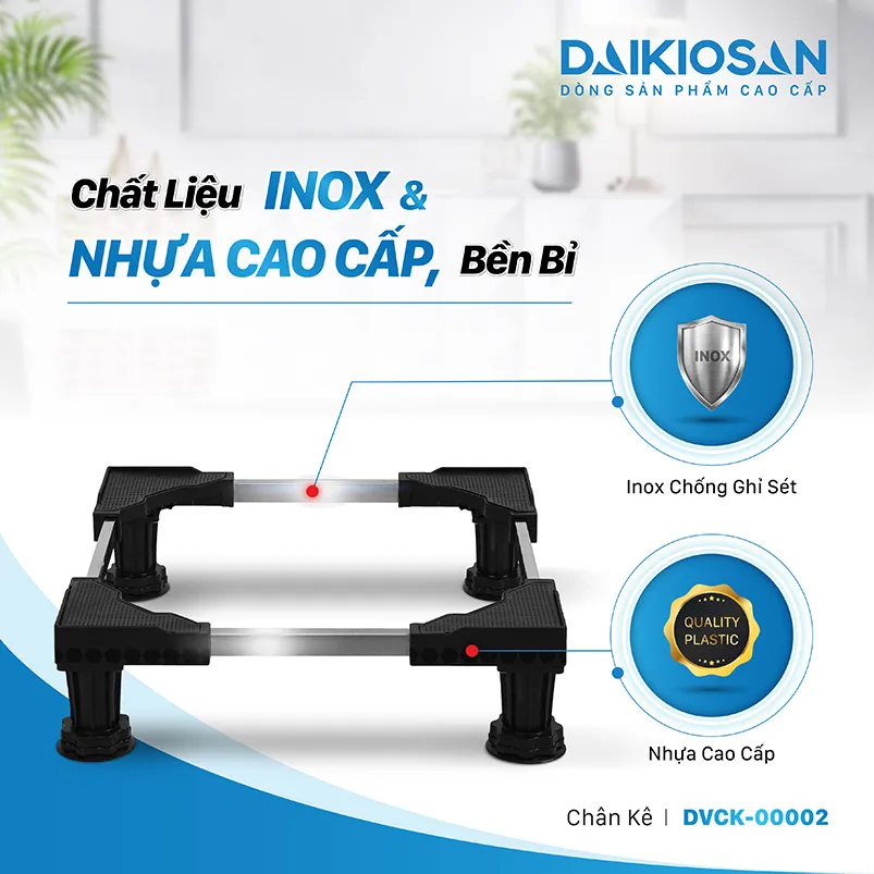 Chất liệu inox và nhựa ABS cao cấp trên chân đế
