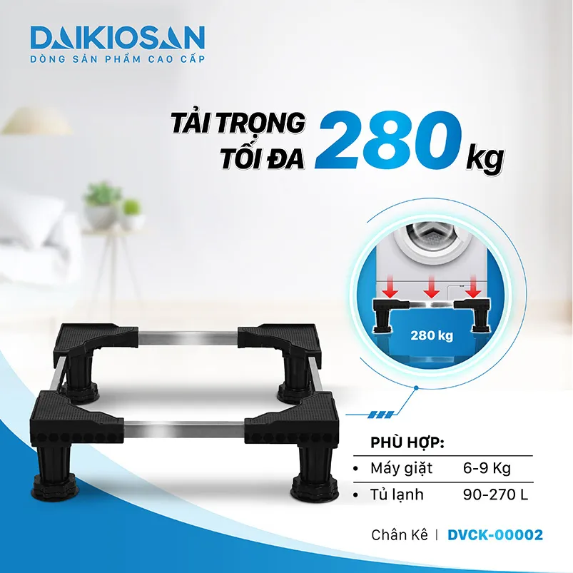 Khả năng chịu tải 280kg của chân tủ lạnh máy giặt