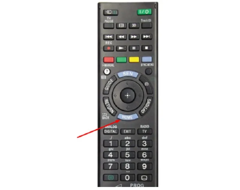 Nhấn nút Home trên remote Sony để truy cập vào kho ứng dụng và cài đặt