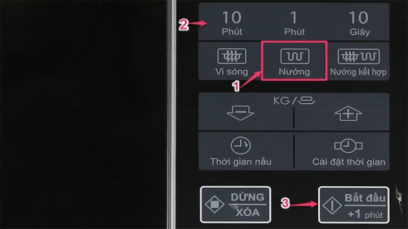 Chế độ nướng thông thường ở lò vi sóng Sharp