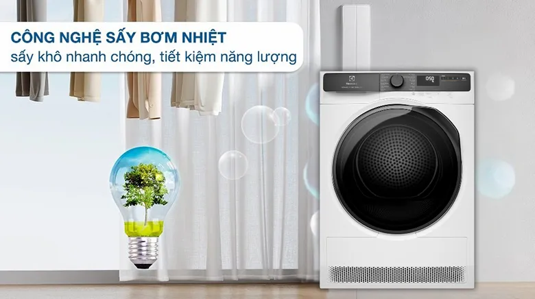Máy sấy bơm nhiệt Heat Pump của Electrolux công suất thấp tiết kiệm năng lượng
