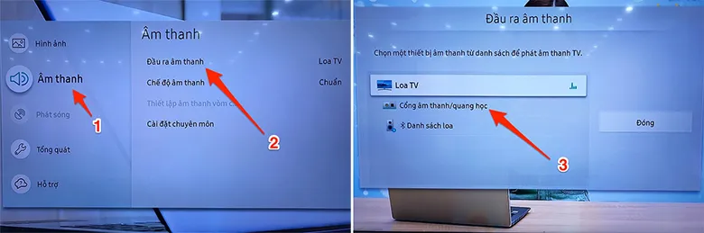 cách kết nối tivi Samsung với amply - chỉnh nguồn xuất âm thanh trên tivi