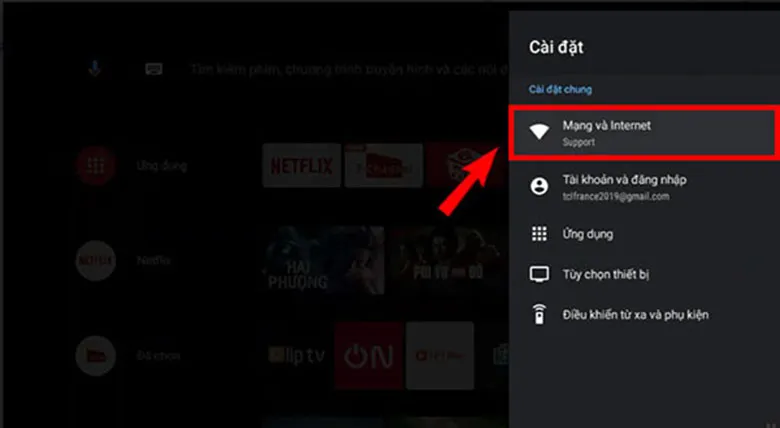 Cách kết nối wifi cho tivi TCL bước 3