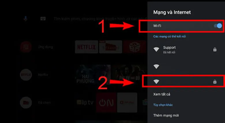 Cách kết nối wifi cho tivi TCL bước 4