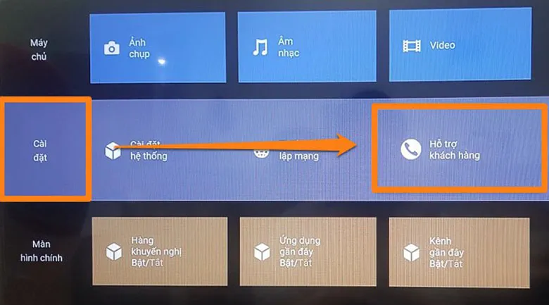 Chọn Hỗ trợ khách hàng tiếp tục khắc phục tình trạng tivi Sony không vào được Youtube
