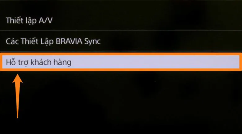 Chọn Hỗ trợ khách hàng để tiếp tục sửa lỗi tivi Sony không xem được Youtube