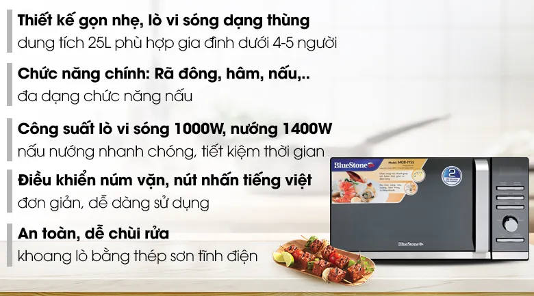 Mẫu lò vi sóng BlueStone có chức năng nướng đối lưu hiện đại
