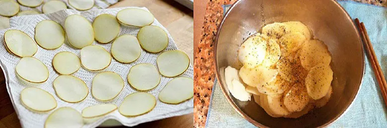 Phơi khô khoai tây trước khi cho vào lò vi sóng