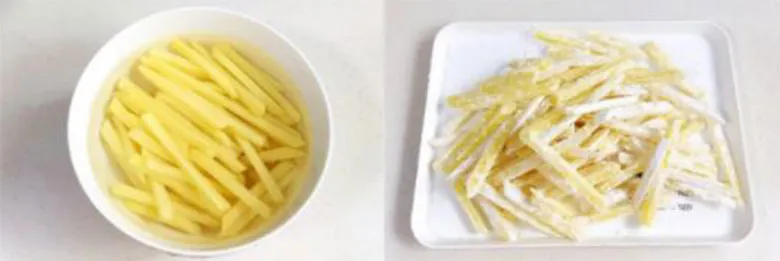 Ngâm khoai tây trong nước muối đá trước khi nướng