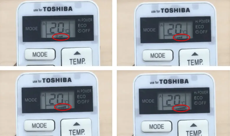 Các mức hiển thị tốc độ quạt gió tương ứng trên màn hình điều khiển