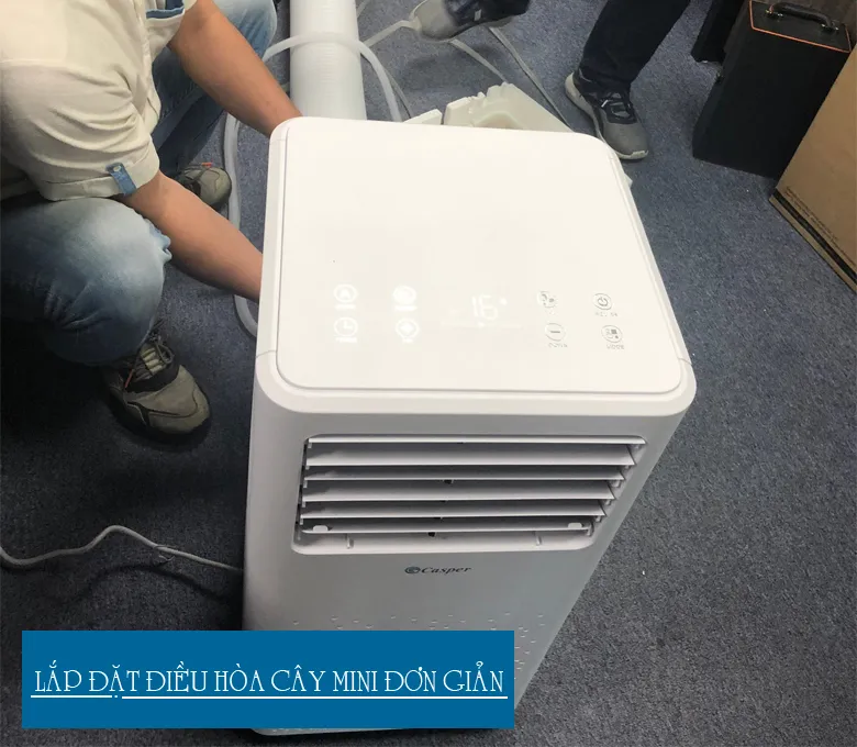 Thiết kế nhỏ gọn của máy điều hòa cây mini với bánh xe di động