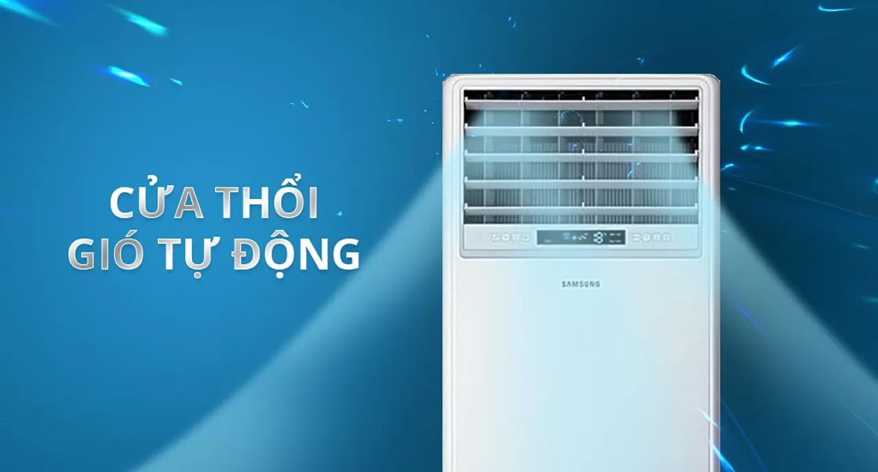 Cửa thổi gió tự động khép kín của máy lạnh tủ đứng Samsung 5hp