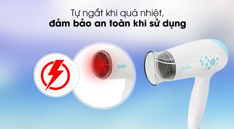 Máy sấy tóc 1200W Delites PH3812 tự ngắt khi quá nhiệt