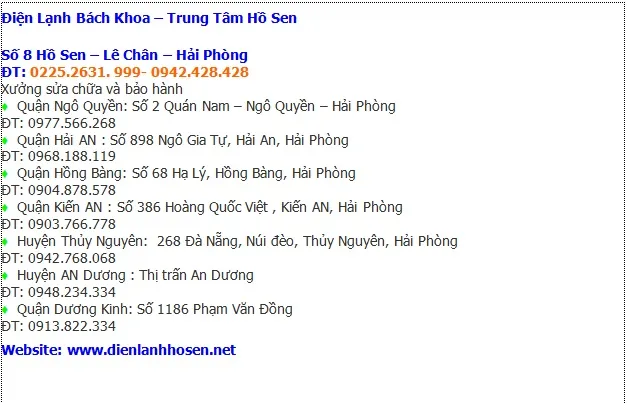 dia chi sua tu lanh hai phong