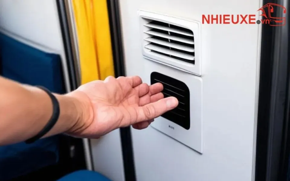 Điều chỉnh núm vặn để tắt máy lạnh trên xe giường nằm