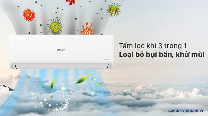 Hệ thống lọc khí 3 trong 1 của điều hòa Casper