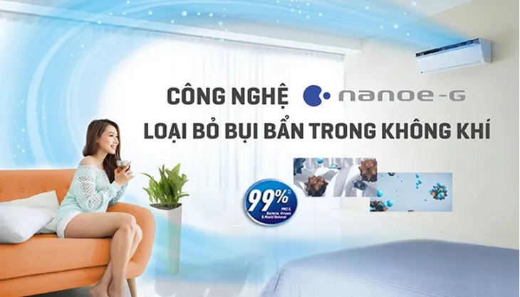 Công nghệ Nanoe-G lọc không khí, loại bỏ bụi PM2.5 và vi khuẩn
