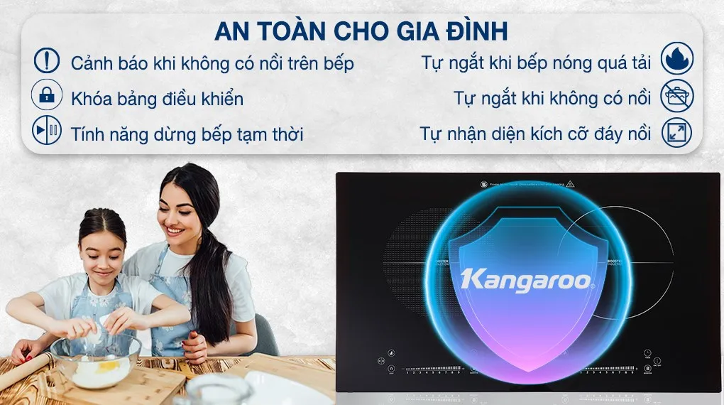 Bếp từ đôi Kangaroo KG855i trang bị công nghệ tự động ngắt điện thông minh