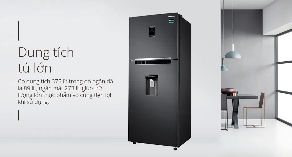 Thiết kế sang trọng của tủ lạnh Samsung RT35K5982BS SV với dung tích tổng 375 lít