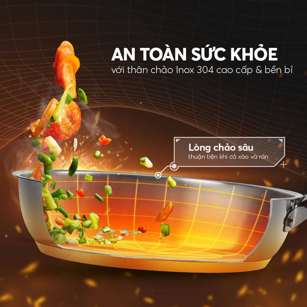 Tay cầm chống bỏng bakelite của chảo Elmich mang lại sự an toàn tuyệt đối khi sử dụng