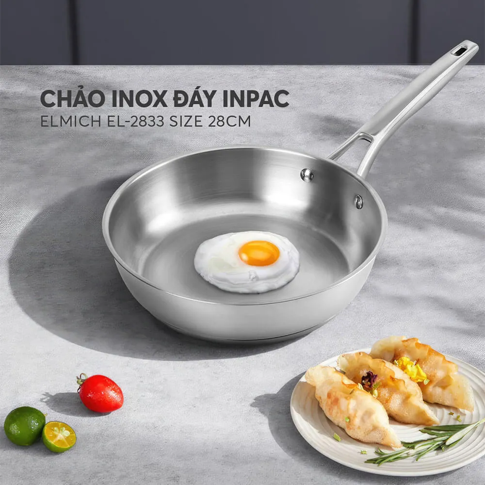 Chảo Inox Elmich EL-2833 với cấu trúc đáy Impact bền bỉ và hiện đại