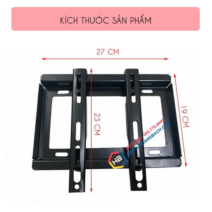 Kích thước chi tiết của giá treo tivi giúp người dùng dễ dàng tính toán vị trí lắp đặt