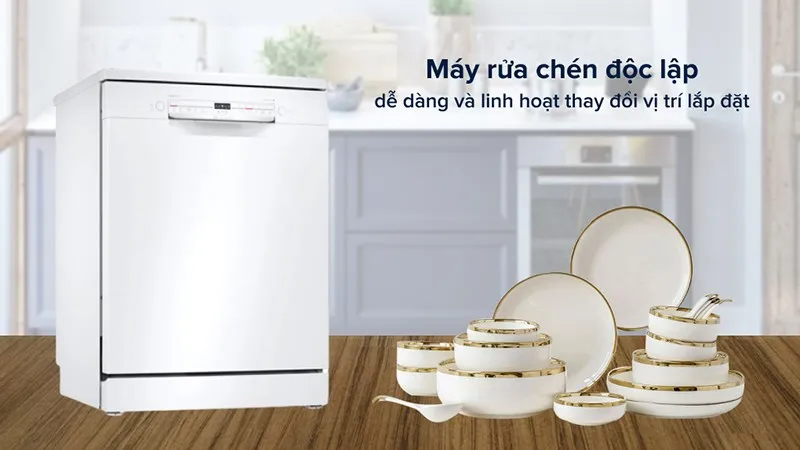Máy rửa bát độc lập Bosch SMS2ITW04E TGB thiết kế trắng sang trọng