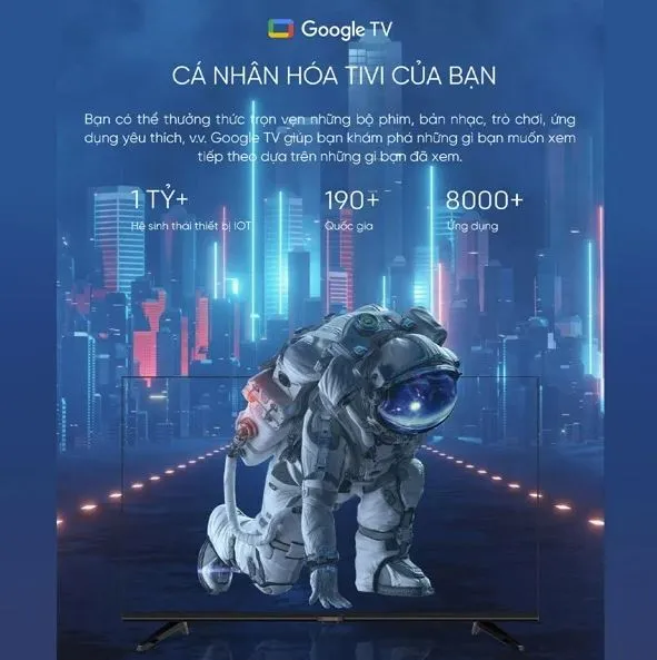 Giao diện Google TV hiện đại và kho ứng dụng đa dạng trên Coocaa 43Z72